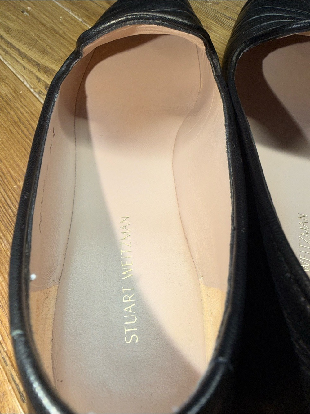 Stuart Weitzman Black Nappa Leather Payton Pleated Loafers - Size 7.5 - Picture 4 of 12